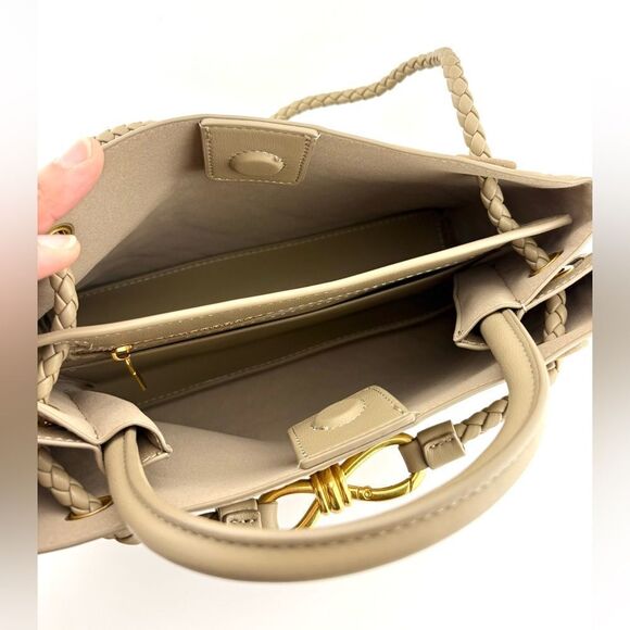 Tan Woven Vegan Leather & Faux Suede Handbag w/ Versatile Strap NWOT - Picture 8 of 11